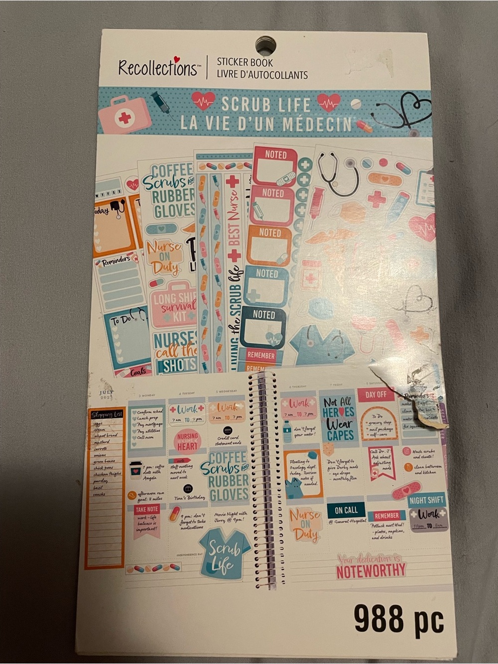 Recollections Scrub Life Sticker Book - Blue, Pink, Teal, Orange